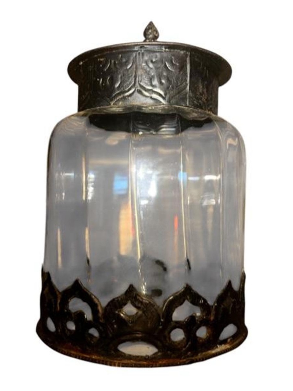 Target 2003 Market Bazaar Glass Metal Canister Trinket Jar Made in India